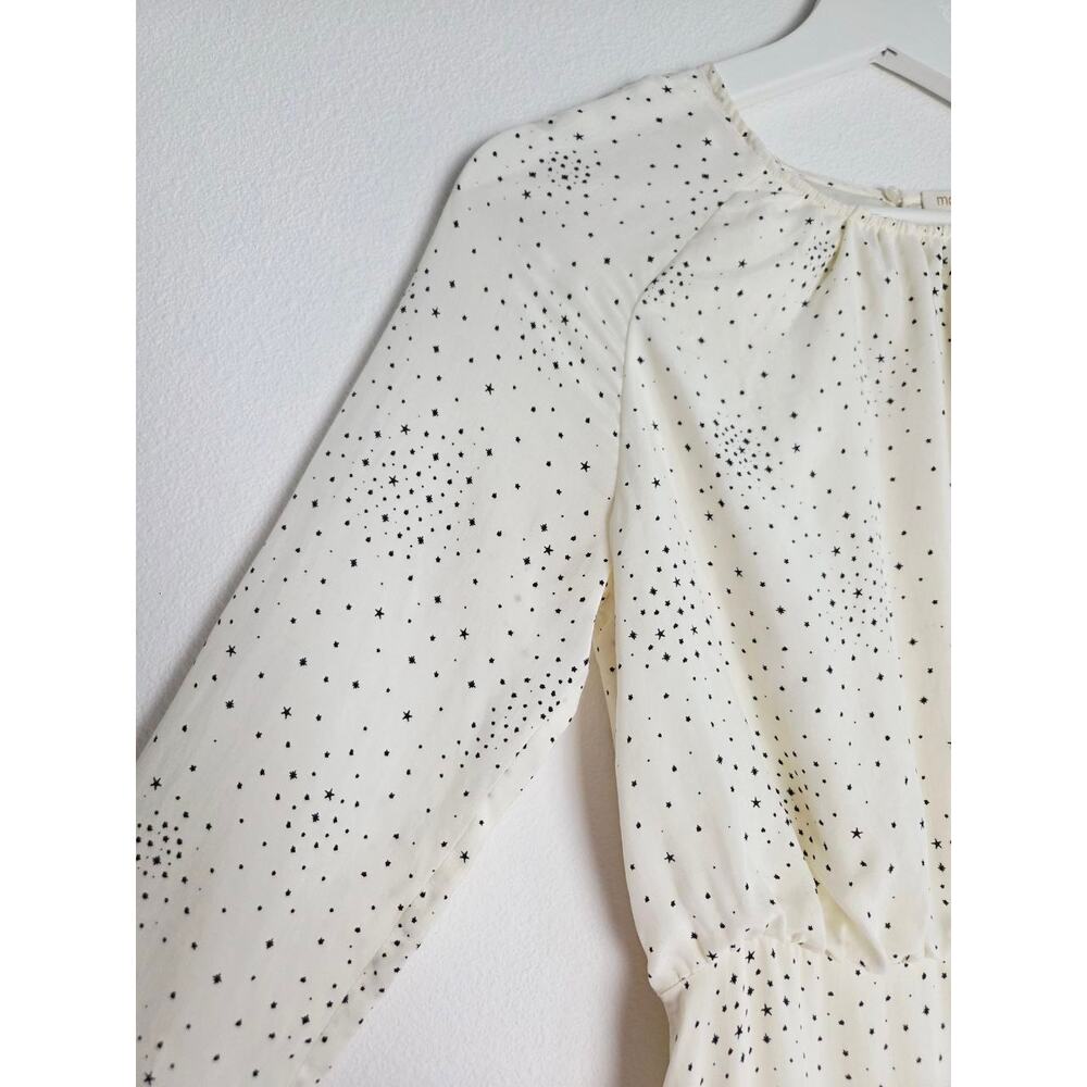 Maje Reto Dress 4 Small FR 36 Ecru Ivory Star Print Asymmetrical Midi NWT - Picture 5 of 16